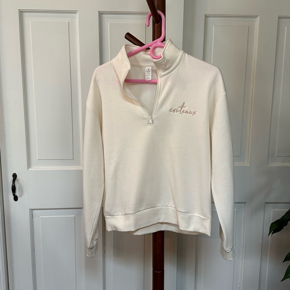 Cropped Fleece Quarter-Zip Pullover Long Sleeve